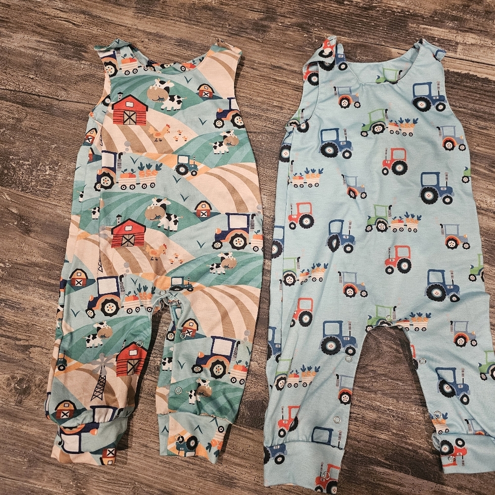 Cute Farm and Tractor Baby Overalls